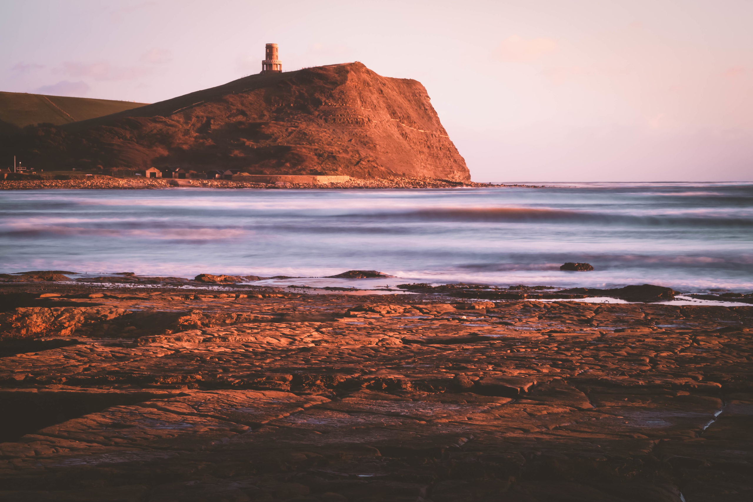 View of cliff tower at Kimmeridge Bay